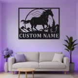 Custom Horse Metal Sign | Personalized Equestrian LED Art | Barn Decor & Ranch Signage | Horse Lover Gift