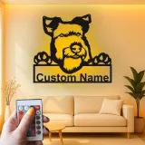 Cartel de metal LED de Schnauzer personalizado, regalo para amantes de los perros, decoración para el salón 1