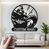 Décoration Murale en Métal de Navire Pirate | Plaque de Nom LED Personnalisée | Décor Nautique Vague Océan pour Bar à Domicile