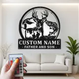 Cartel de metal LED personalizado para padre e hijo en aventura al aire libre, regalo personalizado para papá, decoración para cabaña o man cave