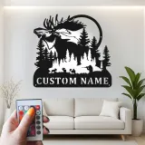 Personalized Moose Metal Sign | LED Backlit Wall Art for Cabin & Lodge Decor | Custom Hunter Name Plaque