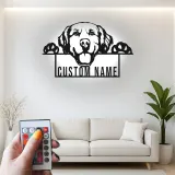 Décoration murale en métal LED personnalisée pour les amoureux des chiens - Golden Retriever