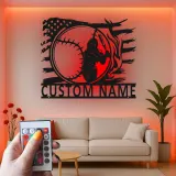 Insegna in metallo personalizzata per giocatore di softball con luce LED regalo per atleti decorazione per stanza sportiva 2