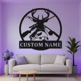 Insegna LED in metallo personalizzata per caccia e pesca | Arredo per baita per sportivi | Arte rustica per man cave