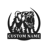 Cartel de metal LED de bosque de osos personalizado Regalo para entusiastas del aire libre Decoración de cabaña o lodge