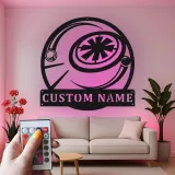 Panneau en métal LED de billard personnalisé | Décoration de salle de jeux 9-Ball personnalisée | Art mural de joueur de billard éclairé | Cadeau unique pour passionné de billard