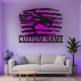 Cartel de metal LED personalizado con bandera americana para soldados, regalo militar para veteranos, decoración patriótica del hogar