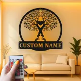 Décoration murale en métal personnalisée avec lumière LED - Arbre de vie pour la méditation