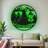 Décoration murale en métal LED personnalisée pour disc golf - Cadeau pour les golfeurs