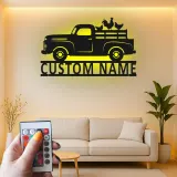 Personalisierte Farm-Truck-Metallschild | Individuelles LED-Wandkunst | Rustikale Bauernhaus- & Ranch-Dekoration | Vintage-Hühnertafel-Geschenk
