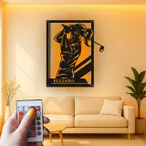 Insegna in metallo personalizzata per golfista femminile con luce LED