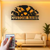 Enseigne personnalisée pour atelier | Décoration murale LED en métal | Décor de garage avec prénom | Cadeau pour menuisier ou mécanicien