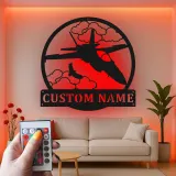 Custom Fighter Jet LED Sign | Metal Aviation Wall Art | Personalized Pilot Gift | Illuminated Man Cave Decor | Aircraft Name Sign