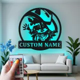 Décoration murale en métal personnalisée Raton laveur cowboy avec rétroéclairage