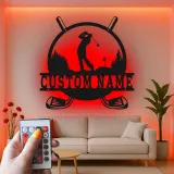Personalized Golf Sign | LED Metal Wall Art for Man Cave Decor | Custom Name Golfer Gift | Golf Lover Wall Decor