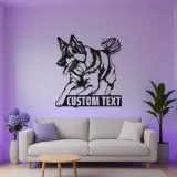 Arte da parete LED in metallo con Pastore Tedesco | Insegna personalizzata con nome del cane | Regalo commemorativo personalizzato per amanti dei cani