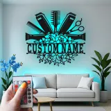 Custom Hair Stylist Led Light Metal Wall Art Personalized Salon Gift Hairdresser Decor for Salon Walls
