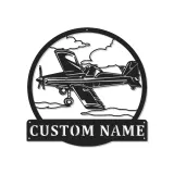 Décoration murale en métal personnalisée avec lumière LED d'avion - Cadeau d'aviation pour pilote, décoration de hangar pour passionnés d'aviation