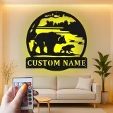 Cartel de metal LED Familia de Osos personalizado Regalo de naturaleza para familias Decoración de cabaña o sala