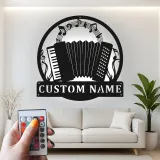 Custom Accordion Led Light Metal Wall Art Personalized Musician Gift Music Room Decor for Accordion Lovers