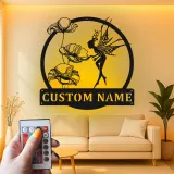 Insegna in metallo LED a forma di fata e fiori personalizzata - Regalo per amanti delle fate, decorazione incantevole per giardino