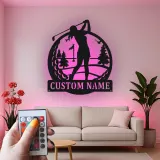 Personalisierte Golf-Schild mit LED-Beleuchtung | Metall-Wandkunst für das Spielzimmer | Golfer Geschenk für Ihn oder Sie