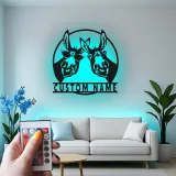 Insegna in metallo LED Donkey Duo personalizzata regalo rustico per la casa