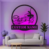 Personalisiertes Ballerina Musiknoten LED-beleuchtetes Metallschild - Tänzer Geschenk für Ballettliebhaber - Schlafzimmer oder Studiodekor