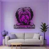 Cartel de metal LED de perro peludo personalizado, regalo para amantes de las mascotas, decoración para salón o espacio para mascotas