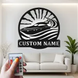 Cartel de metal personalizado con luz LED de yate, regalo de navegación personalizado para él, decoración náutica para man cave