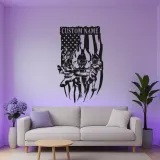 Cartel LED metálico personalizado de fútbol americano | Arte mural con nombre a medida | Decoración para habitación infantil y sala de juegos | Regalo para deportistas con bandera estadounidense