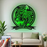 Arte in metallo LED Tigre Ruggente | Insegna personalizzata per Man Cave | Decorazione per sala giochi con nome personalizzato | Luce silhouette animale feroce