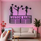 Insegna in metallo LED a silhouette di cheerleader personalizzata regalo per allenatore di cheer teen decorazione camera