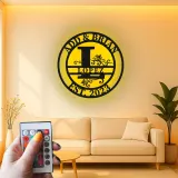 Custom LED Family Name Sign | Metal Monogram Wall Art | Personalized Wedding Gift for Couples | Illuminated Living Room Decor