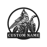 Personalisierte LED-Metall-Wandkunst mit Kardinalvogel – Geschenk für Vogelliebhaber, Garten- oder Terrassendeko
