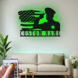 Custom Military Name Sign | LED American Flag Wall Art | Personalized Veteran Gift | Patriotic Army Home Decor