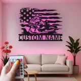 Arte in metallo per jet ski personalizzata | Insegna LED con bandiera americana | Decorazione per acquascooter personalizzata | Regalo per rider per casa al lago e garage