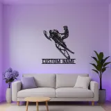 Panneau LED de Motoneige Personnalisé | Art Murale en Métal Personnalisé pour Motard | Décoration de Garage de Sports Extrêmes | Cadeau d'Aventure d'Hiver