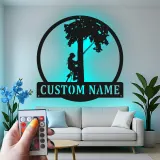 Cartel de metal LED de escalador de árboles regalo personalizado para arboristas decoración de entusiastas del aire libre