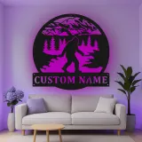Custom Bigfoot Forest Led Light Metal Wall Art Unique Gift for Outdoor Enthusiasts Cabin or Man Cave Decor