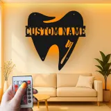 Insegna in metallo LED personalizzata a forma di dente decorazione ufficio dentistico regalo insegna per clinica dentale