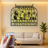 Insegna in metallo per serra personalizzata | Regalo LED per giardiniera per nonna | Arte da parete personalizzata per amanti delle piante | Arredo farmhouse moderno