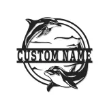 Cartel de metal personalizado con delfín y luz LED, regalo para amantes del océano, decoración para dormitorio o salón