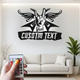 Cartel de metal Rock and Roll personalizado | Arte mural LED de alas de guitarra | Decoración de estudio de músico personalizada | Regalo de heavy metal para él