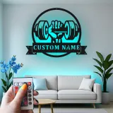 Cartel de metal LED de mancuerna para amantes del gimnasio