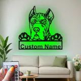 Décoration murale en métal personnalisée avec chien Boxer et rétroéclairage LED - Cadeau pour les amoureux des animaux, décoration pour salon ou espace pour animaux
