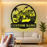 Personalisierte Abschleppwagen LED-Leuchtschilder | Individuelle Metall-Wandkunst für die Garage | Retro Mechaniker Geschenk | Vintage Garage Dekor