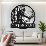 Custom Bow Hunter Led Light Metal Wall Art Personalized Gift for Archers Man Cave or Hunting Lodge Decor