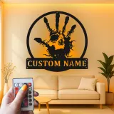 Zombie Handprint LED Metal Sign | Personalized Horror Decor | Custom Name Wall Art for Halloween & Haunted House Events