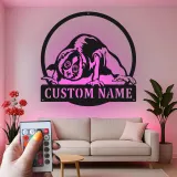 Insegna con Nome Personalizzato di Loris Lento | Arte Murale LED in Metallo | Decorazione per Nursery di Animali Selvatici | Regalo Esotico per Stanza dei Bambini